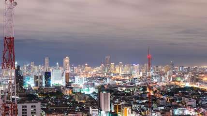 Urban Scene  at Night in Bangkok , Thailand