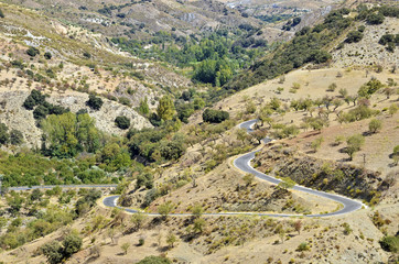winding road in the Alpujarra, Spain