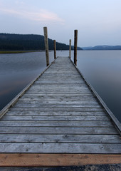 Dock leads out to lake.