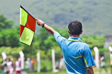 Linesman referee in soccer