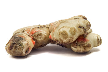 Ginger root with red spots