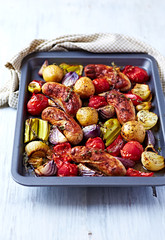 Oven-Roasted Sausages with Autumn Vegetables