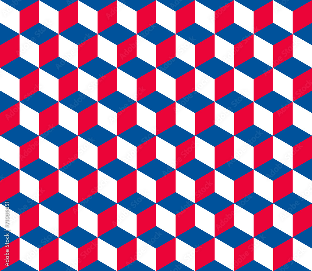 Poster seamless hexagonal - cube pattern in colors of the czech rep.