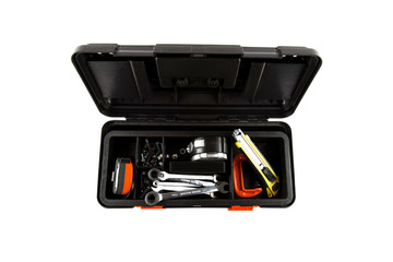 Plastic tool box with tools