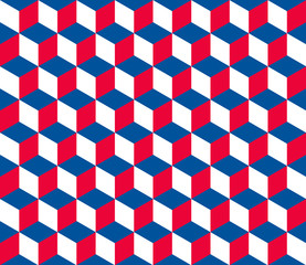 Seamless hexagonal - cube pattern in colors of the Czech Rep.