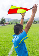 Linesman referee in soccer