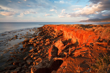 Fototapeta na wymiar Sunset on the coast of Crete, Greece.