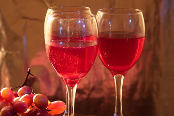 Red wine and grapes.