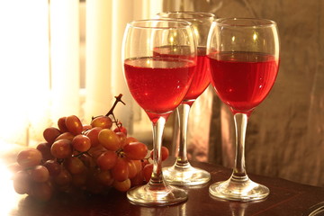 Red wine and grapes.