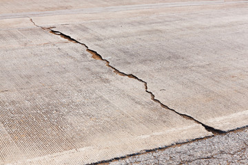 Cracked concrete road