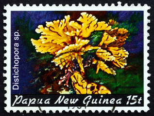 Naklejka premium Postage stamp Papua New Guinea 1982 Distichopora, Coral