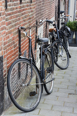 Black tradtional dutch bikes