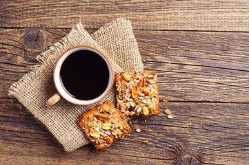 Coffee and cookies with nuts