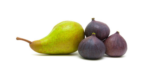 pear and figs isolated on white background
