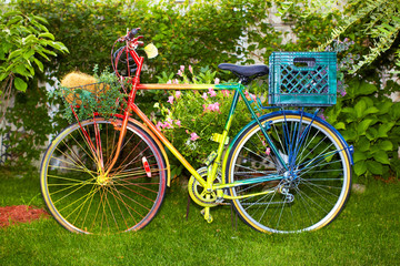Fototapeta na wymiar Multi Colored bicycle