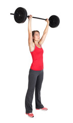 Fitness woman with barbell