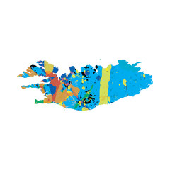 Illustration of a colourfully filled outline of Greenland