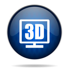3d tv  internet blue icon