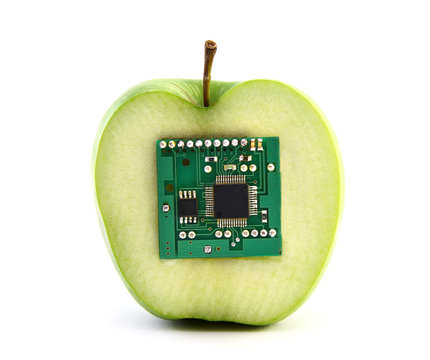 Apple with an integrated circuit