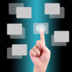 hand pushing on a touch screen interface