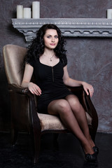 Beautiful woman with long dark hair