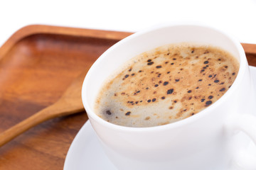 white coffee cup on background