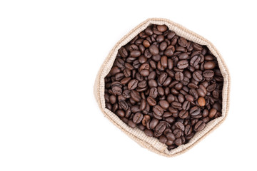 coffee beans in bag isolated on white background