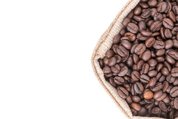 coffee beans in bag isolated on white background