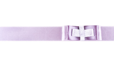 Lilac ribbon and bow isolated on white