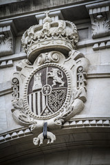Fototapeta premium stone shield, Spanish city of Valencia, Mediterranean architectu