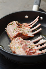 lamb chops on the pan