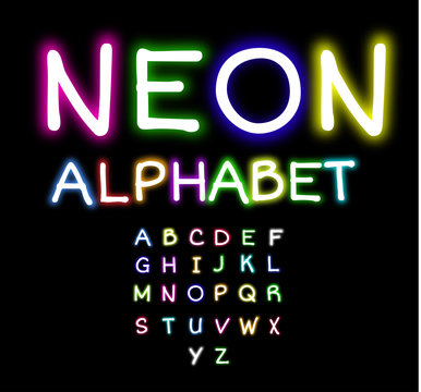 Neon alphabet vector