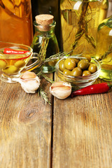Different sorts of cooking oil, close-up