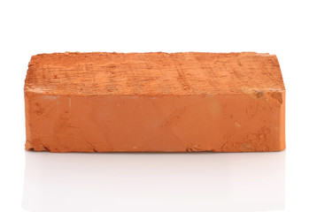 single red brick isolated on white background