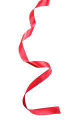 Shiny red ribbon isolated on white