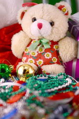 Christmas balls set, new year invitation card