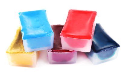 Watercolor paint cubes isolated on white