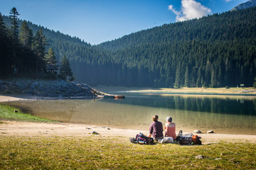 Girls by the lake