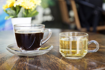 Black coffee on the table