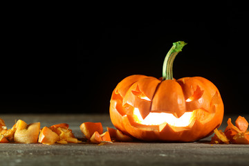 Carved Halloween jack o' lantern