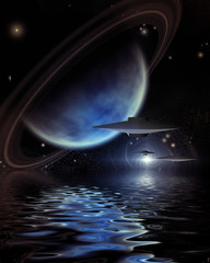 Alien Craft over Alien Sea
