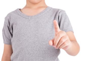 Boy Hand Touch The Screen isolated on white background