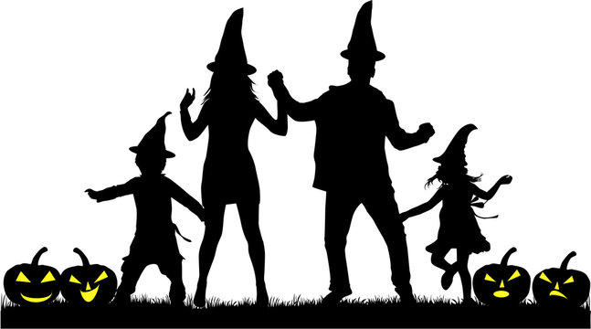 Halloween - silhouette of a family