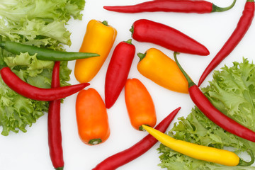 Fresh vegetables on white