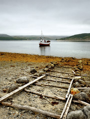Norwegia ,  krajobraz z łódką