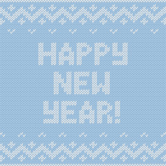 Card of Happy New Year 2015 with knitted texture. Vector retro