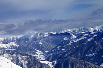 Fototapeta na wymiar View from ski resort on valley