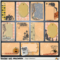 Vector set: tags, label and sticker on a theme of Halloween