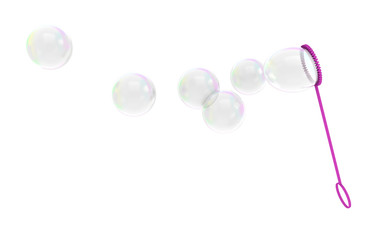 Bubble wand childrens toy blowing soapy bubbles into the air - 71109009