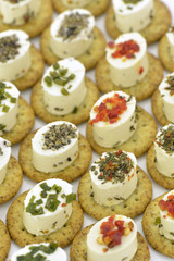 Close-up of cheese appetizers  with spices
